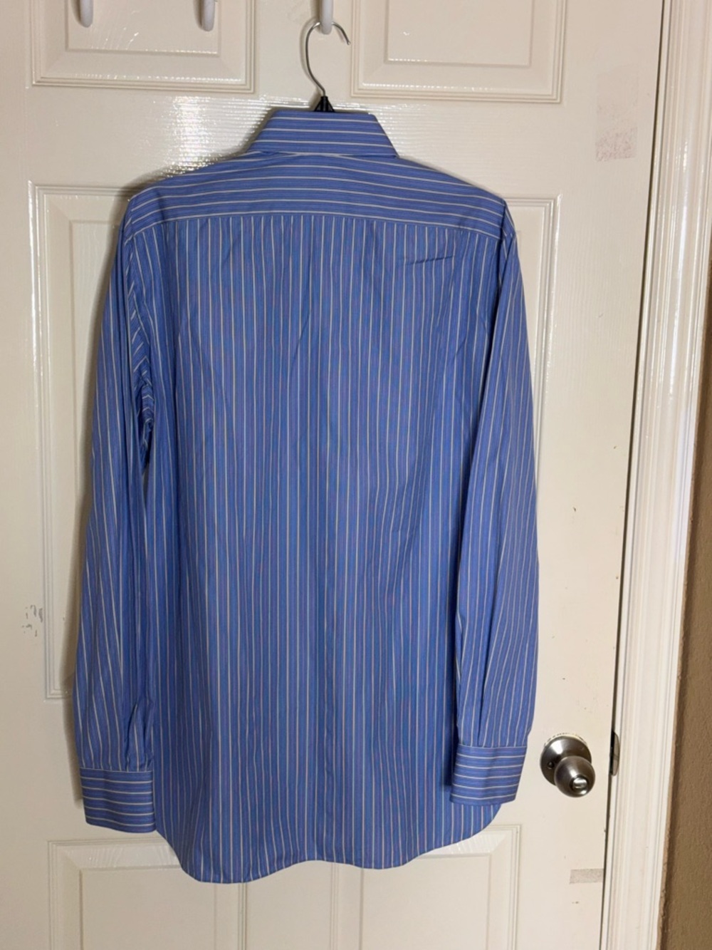 KITON 100% COTTON ITALIAN MADE DRESS SHIRT 16 1/2x33 LT BLUE & WHITE STRIPES - Picture 6 of 10
